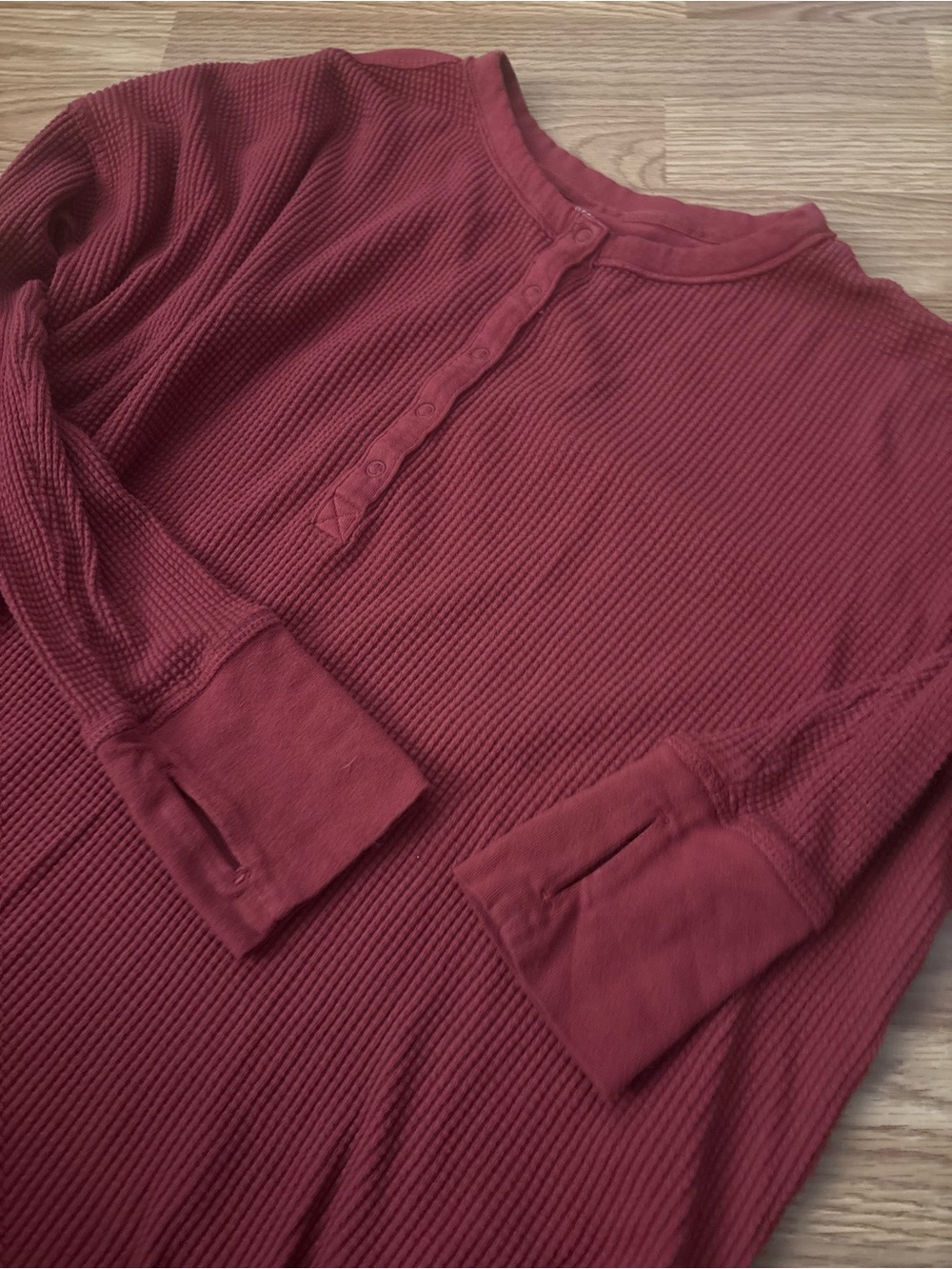 Aerie Offline Waffle Henley Long Sleeve Top Size Medium - Picture 8 of 8